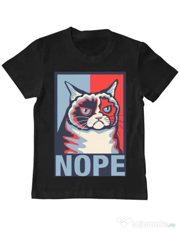 Tricou ADLER copil Grumpy cat Nope Negru