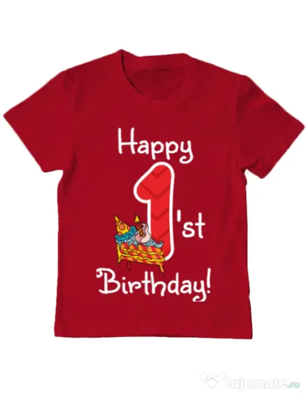 Tricou ADLER copil Happy Birthday! Rosu