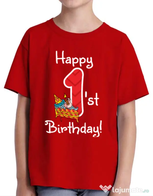 Tricou ADLER copil Happy Birthday! Rosu