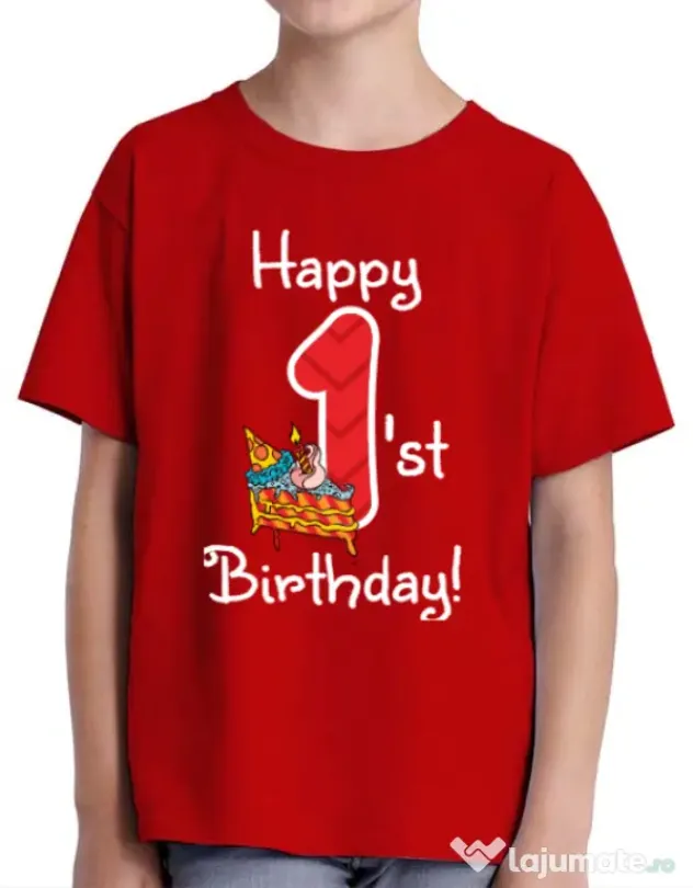 Tricou ADLER copil Happy Birthday! Rosu