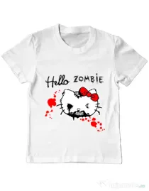 Tricou ADLER copil Hello zombie Alb