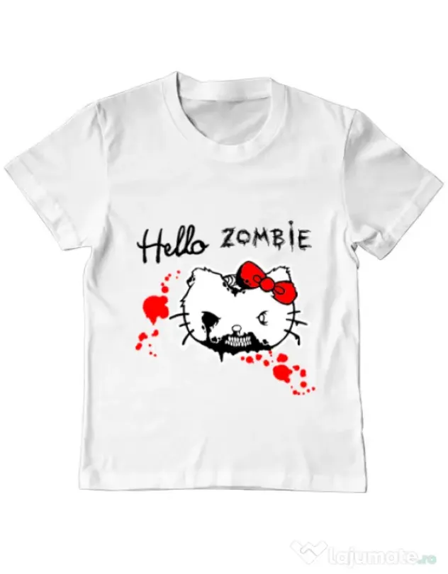 Tricou ADLER copil Hello zombie Alb