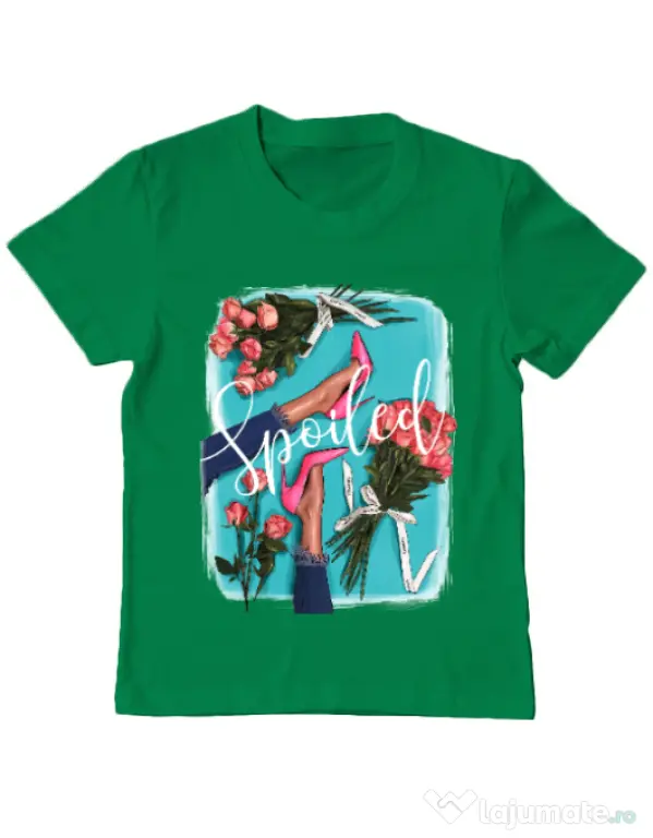 Tricou ADLER copil High Heels and roses Verde mediu