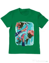 Tricou ADLER copil High Heels and roses Verde mediu