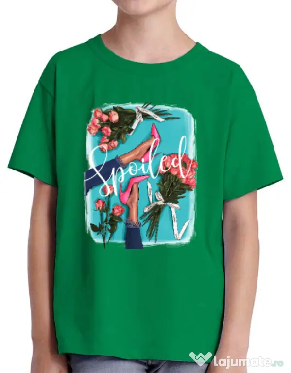 Tricou ADLER copil High Heels and roses Verde mediu