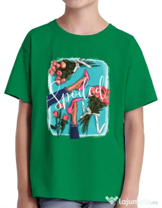 Tricou ADLER copil High Heels and roses Verde mediu