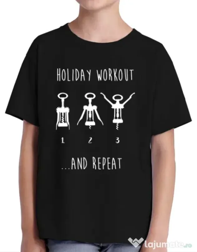 Tricou ADLER copil Holiday workout Negru