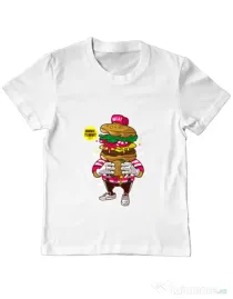 Tricou ADLER copil I Love Burger Alb