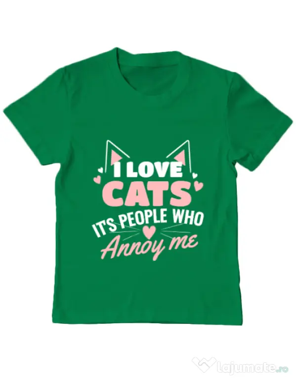 Tricou ADLER copil I love cats Verde mediu