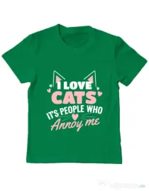 Tricou ADLER copil I love cats Verde mediu