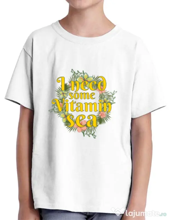 Tricou ADLER copil I need some vitamin sea Alb