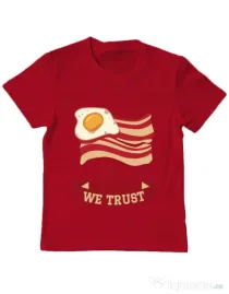 Tricou ADLER copil In bacon we trust Rosu