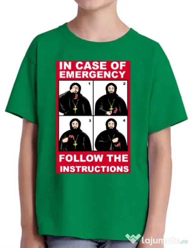 Tricou ADLER copil In case of emergency Verde mediu