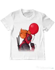 Tricou ADLER copil IT is Deadpool Alb