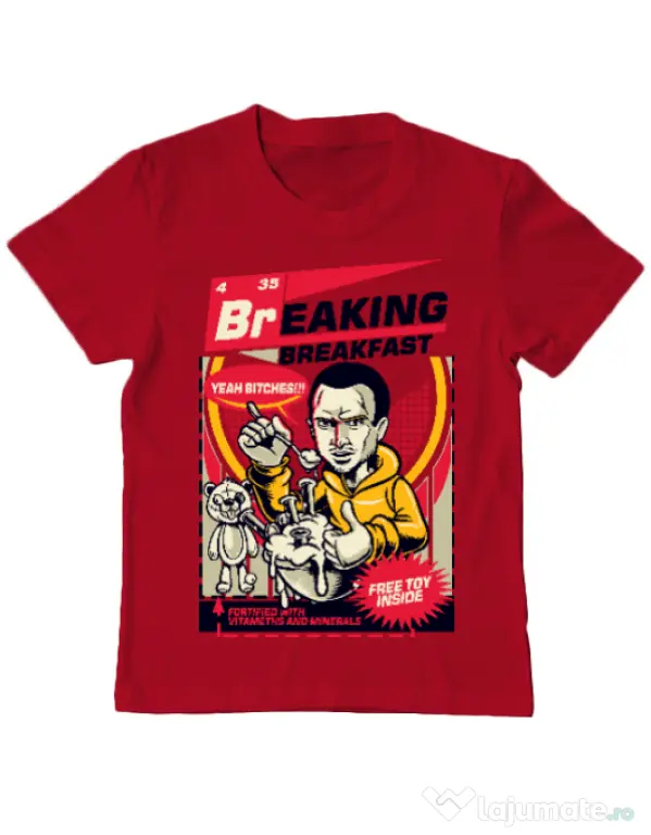 Tricou ADLER copil Jesse breakfast Rosu