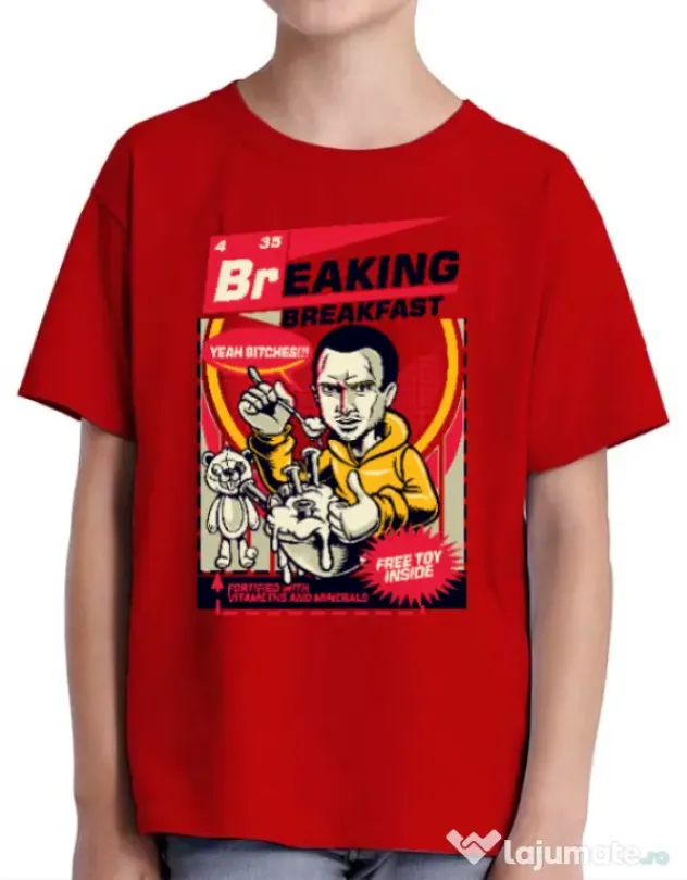Tricou ADLER copil Jesse breakfast Rosu