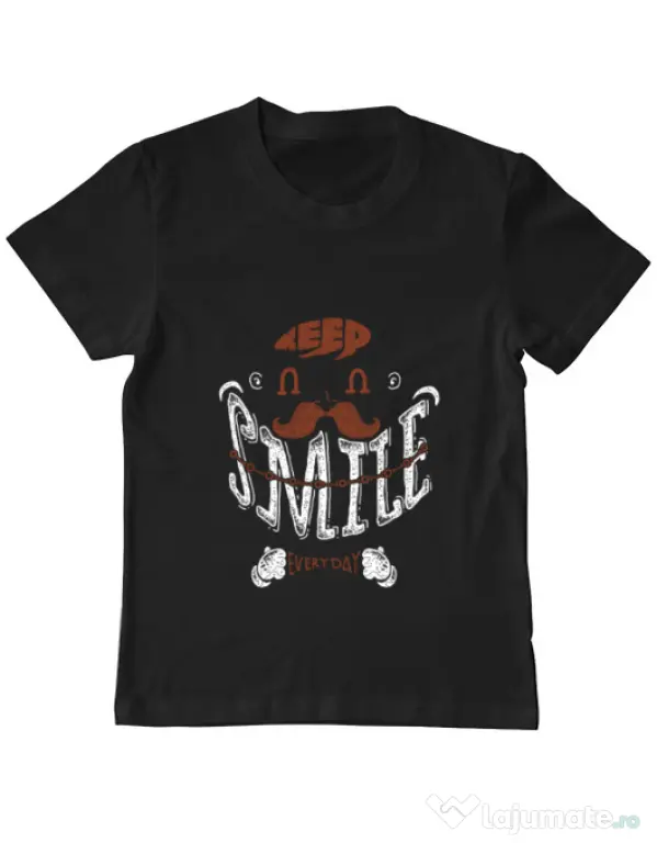 Tricou ADLER copil Keep smile everyday Negru