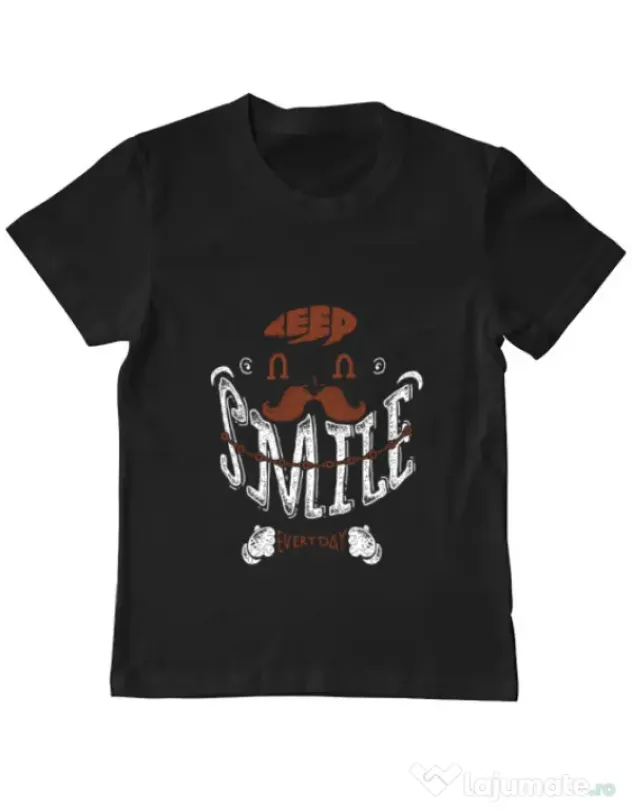 Tricou ADLER copil Keep smile everyday Negru