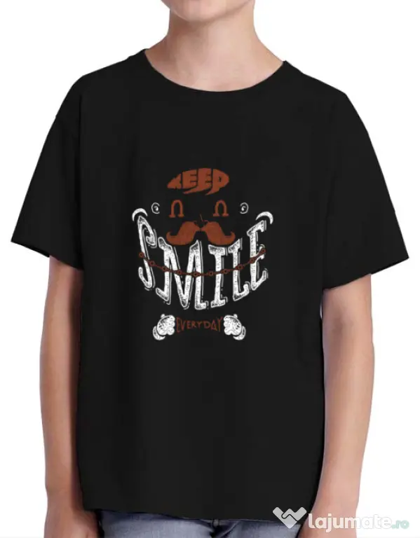 Tricou ADLER copil Keep smile everyday Negru