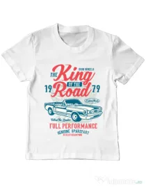 Tricou ADLER copil King Of The Road Alb