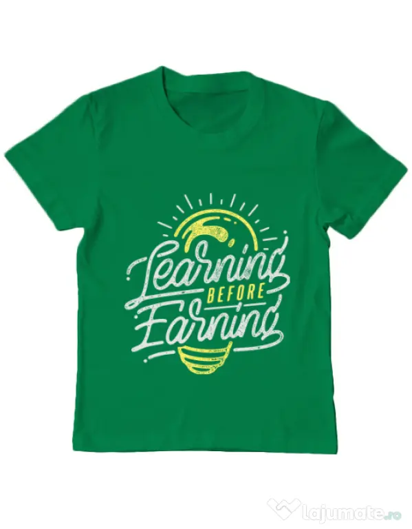 Tricou ADLER copil Learning Before Earning Verde mediu