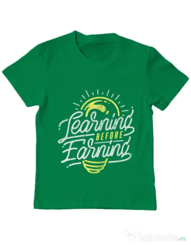 Tricou ADLER copil Learning Before Earning Verde mediu