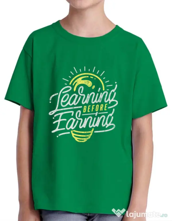 Tricou ADLER copil Learning Before Earning Verde mediu