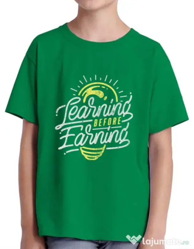 Tricou ADLER copil Learning Before Earning Verde mediu