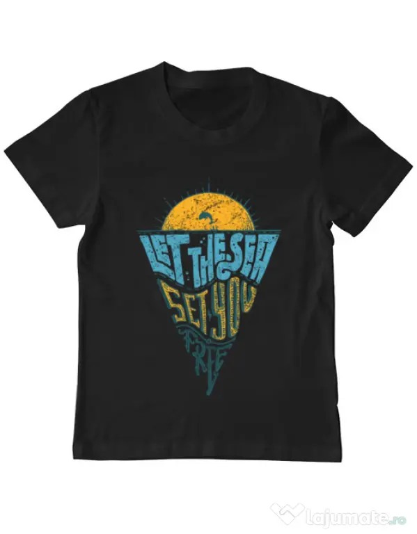 Tricou ADLER copil Let the sea, Set you free Negru