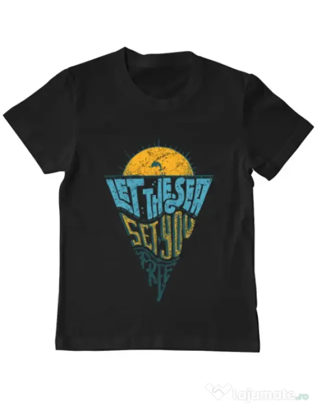 Tricou ADLER copil Let the sea, Set you free Negru