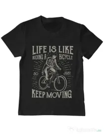 Tricou ADLER copil Life Is Like Riding A Bicycle Negru