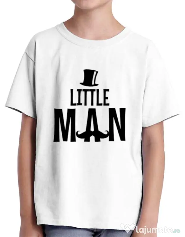 Tricou ADLER copil Little man Alb