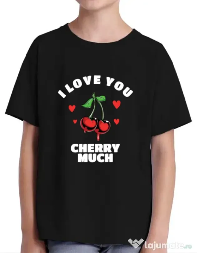 Tricou ADLER copil Love you cherry much Negru