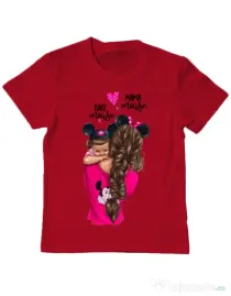 Tricou ADLER copil Mama and baby Mouse Rosu
