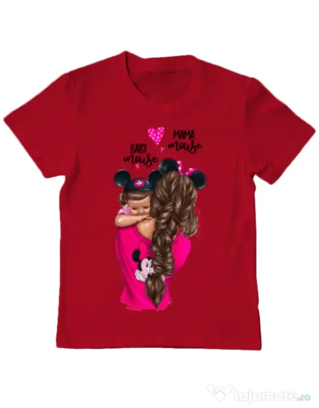 Tricou ADLER copil Mama and baby Mouse Rosu