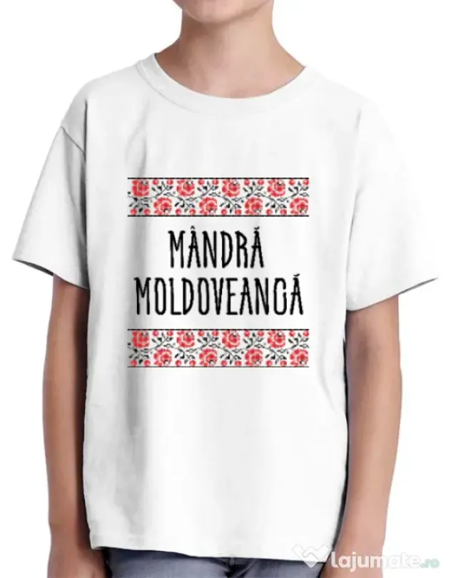 Tricou ADLER copil Mandra moldoveanca Alb