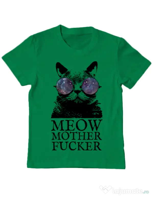 Tricou ADLER copil Meow motherfucker Verde mediu