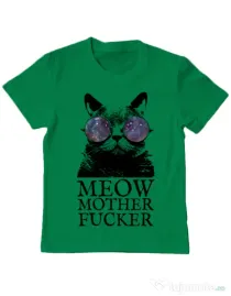 Tricou ADLER copil Meow motherfucker Verde mediu