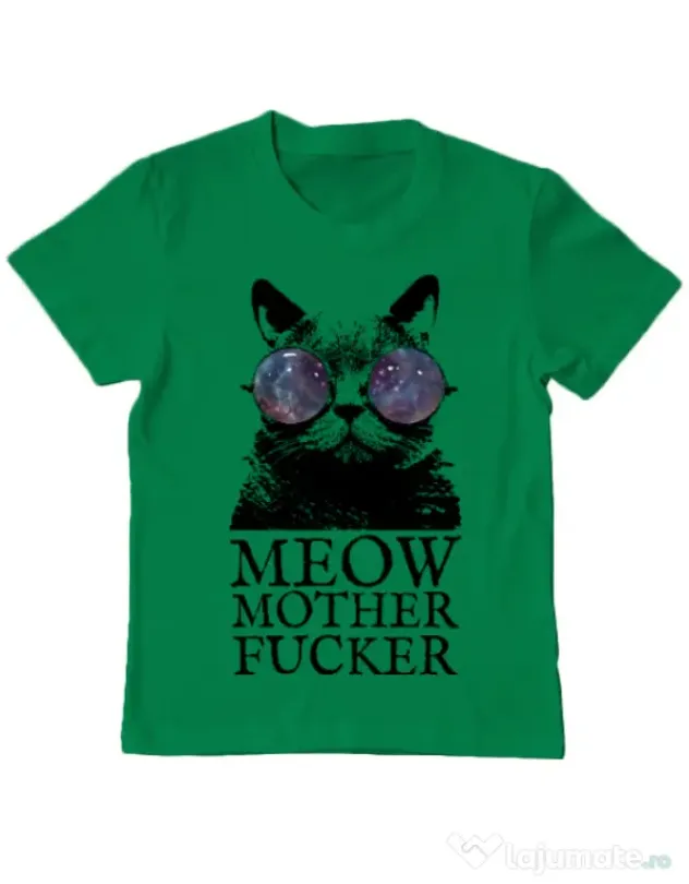 Tricou ADLER copil Meow motherfucker Verde mediu