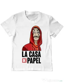 Tricou ADLER copil Money heist Alb