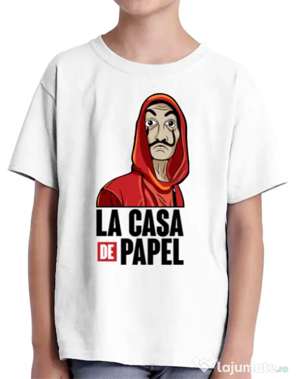Tricou ADLER copil Money heist Alb