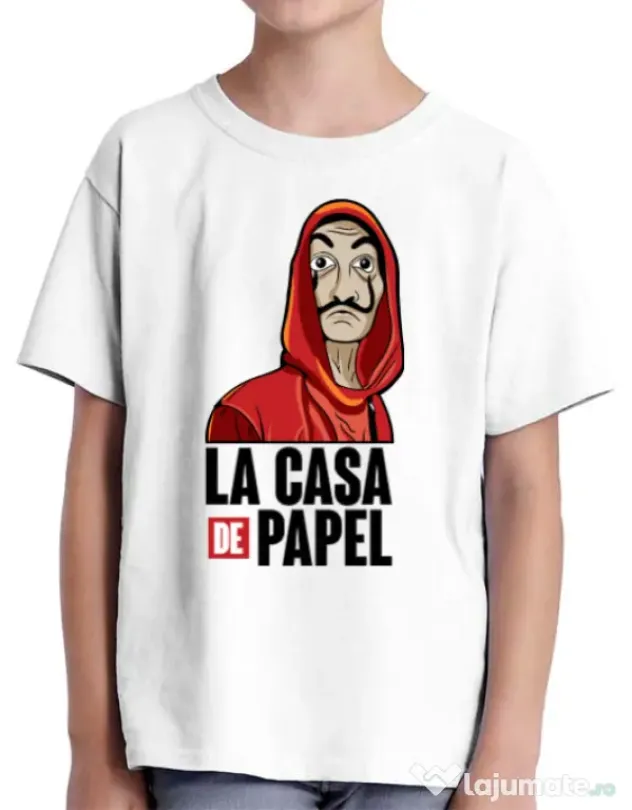 Tricou ADLER copil Money heist Alb