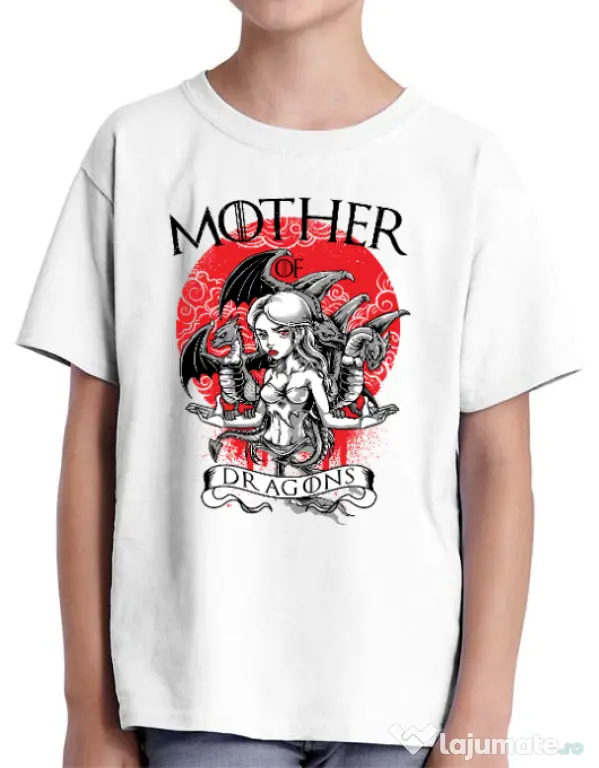 Tricou ADLER copil Mother of dragons Alb