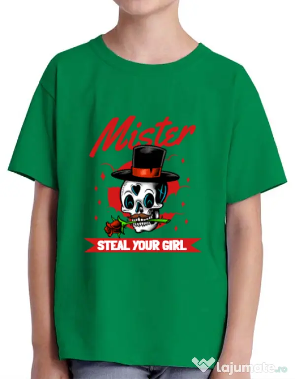 Tricou ADLER copil Mr. steal your girl Verde mediu