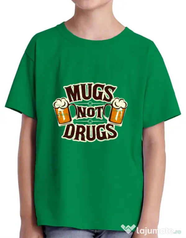 Tricou ADLER copil Mugs not drugs Verde mediu