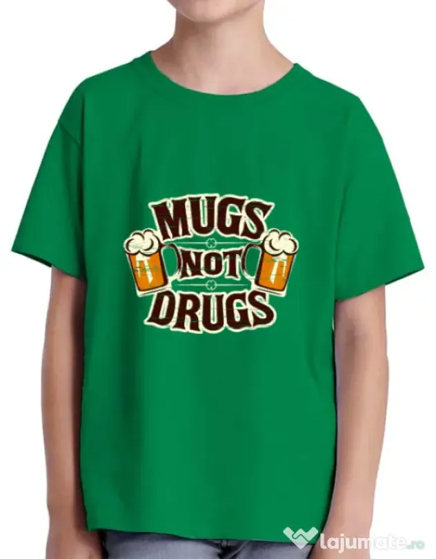 Tricou ADLER copil Mugs not drugs Verde mediu