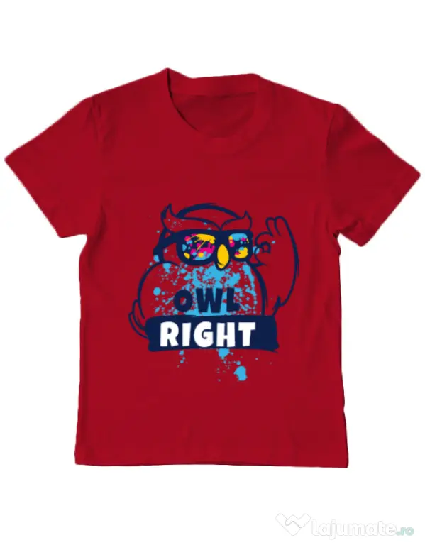 Tricou ADLER copil Owl right Rosu