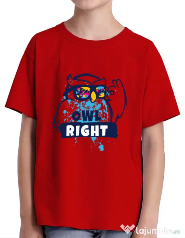 Tricou ADLER copil Owl right Rosu