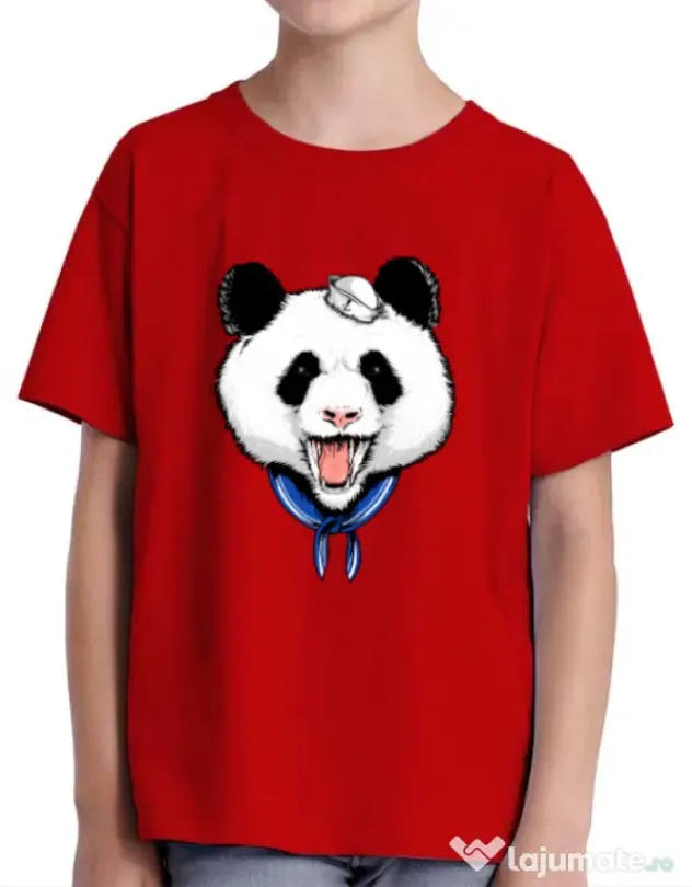 Tricou ADLER copil Panda Sailor Rosu