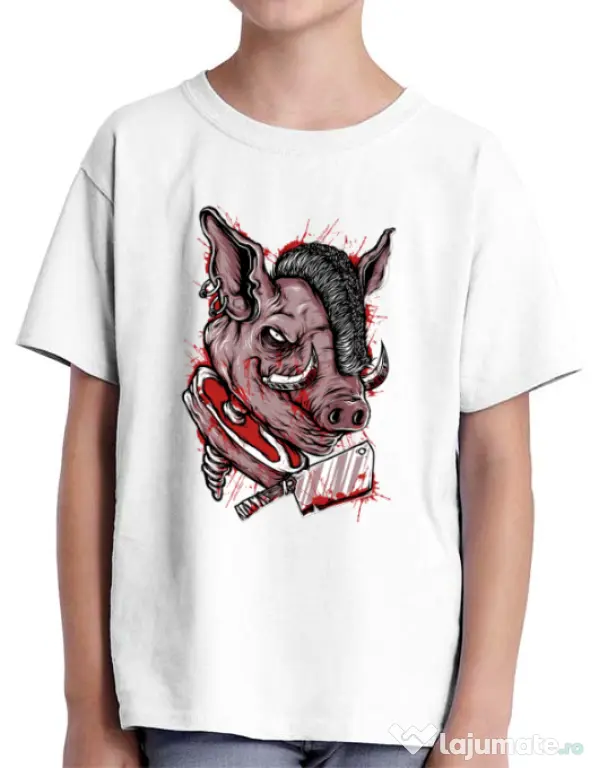 Tricou ADLER copil Pig Saw Alb